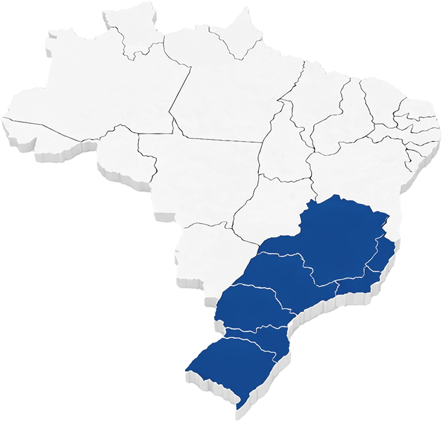 Mapa Sul e Sudeste do Brasil